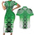 New Zealand Couples Matching Short Sleeve Bodycon Dress and Hawaiian Shirt Poutama Mix Green Taniko Inspired Art LT05