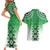 New Zealand Couples Matching Short Sleeve Bodycon Dress and Hawaiian Shirt Poutama Mix Green Taniko Inspired Art LT05