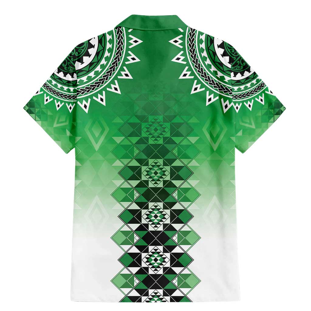 New Zealand Family Matching Mermaid Dress and Hawaiian Shirt Poutama Mix Green Taniko Inspired Art LT05