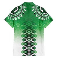 New Zealand Family Matching Short Sleeve Bodycon Dress and Hawaiian Shirt Poutama Mix Green Taniko Inspired Art LT05