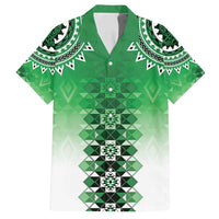 New Zealand Family Matching Tank Maxi Dress and Hawaiian Shirt Poutama Mix Green Taniko Inspired Art LT05