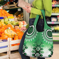 New Zealand Grocery Bag Poutama Mix Green Taniko Inspired Art