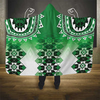 New Zealand Hooded Blanket Poutama Mix Green Taniko Inspired Art LT05