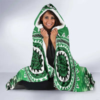 New Zealand Hooded Blanket Poutama Mix Green Taniko Inspired Art LT05