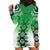 New Zealand Hoodie Dress Poutama Mix Green Taniko Inspired Art LT05