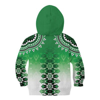 New Zealand Kid Hoodie Poutama Mix Green Taniko Inspired Art LT05