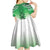 New Zealand Kid Short Sleeve Dress Poutama Mix Green Taniko Inspired Art LT05