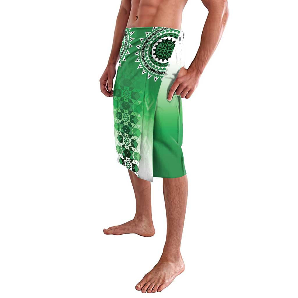 New Zealand Lavalava Poutama Mix Green Taniko Inspired Art LT05