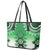 New Zealand Leather Tote Bag Poutama Mix Green Taniko Inspired Art LT05