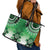 New Zealand Leather Tote Bag Poutama Mix Green Taniko Inspired Art LT05