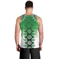 New Zealand Men Tank Top Poutama Mix Green Taniko Inspired Art LT05