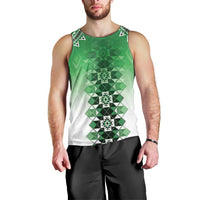 New Zealand Men Tank Top Poutama Mix Green Taniko Inspired Art LT05