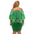 New Zealand Off Shoulder Short Dress Poutama Mix Green Taniko Inspired Art LT05