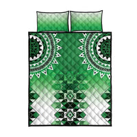 New Zealand Quilt Bed Set Poutama Mix Green Taniko Inspired Art LT05