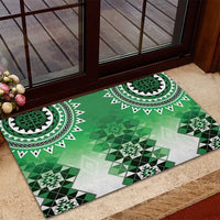 New Zealand Rubber Doormat Poutama Mix Green Taniko Inspired Art LT05
