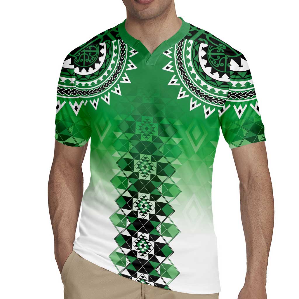 New Zealand Rugby Jersey Poutama Mix Green Taniko Inspired Art LT05