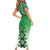 New Zealand Short Sleeve Bodycon Dress Poutama Mix Green Taniko Inspired Art LT05