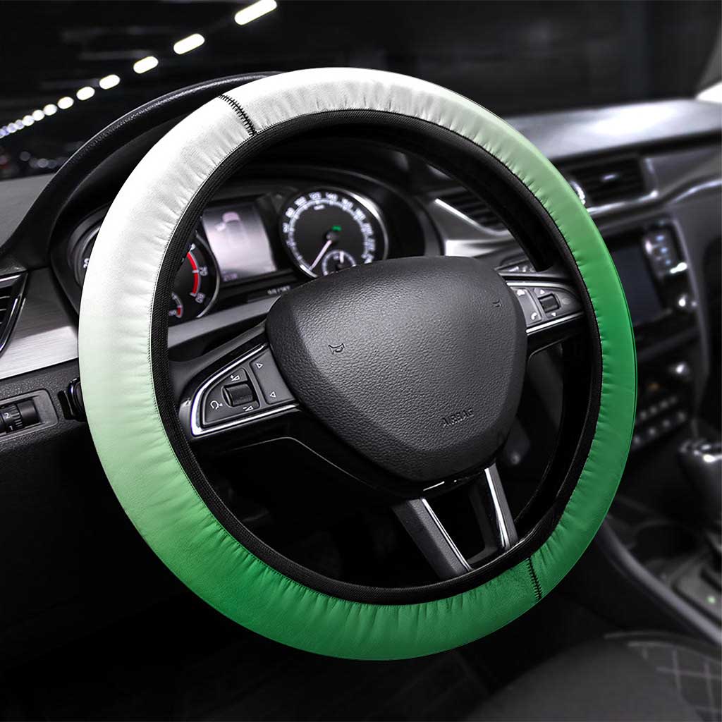 New Zealand Steering Wheel Cover Poutama Mix Green Taniko Inspired Art LT05