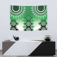 New Zealand Tapestry Poutama Mix Green Taniko Inspired Art LT05