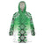 New Zealand Wearable Blanket Hoodie Poutama Mix Green Taniko Inspired Art LT05