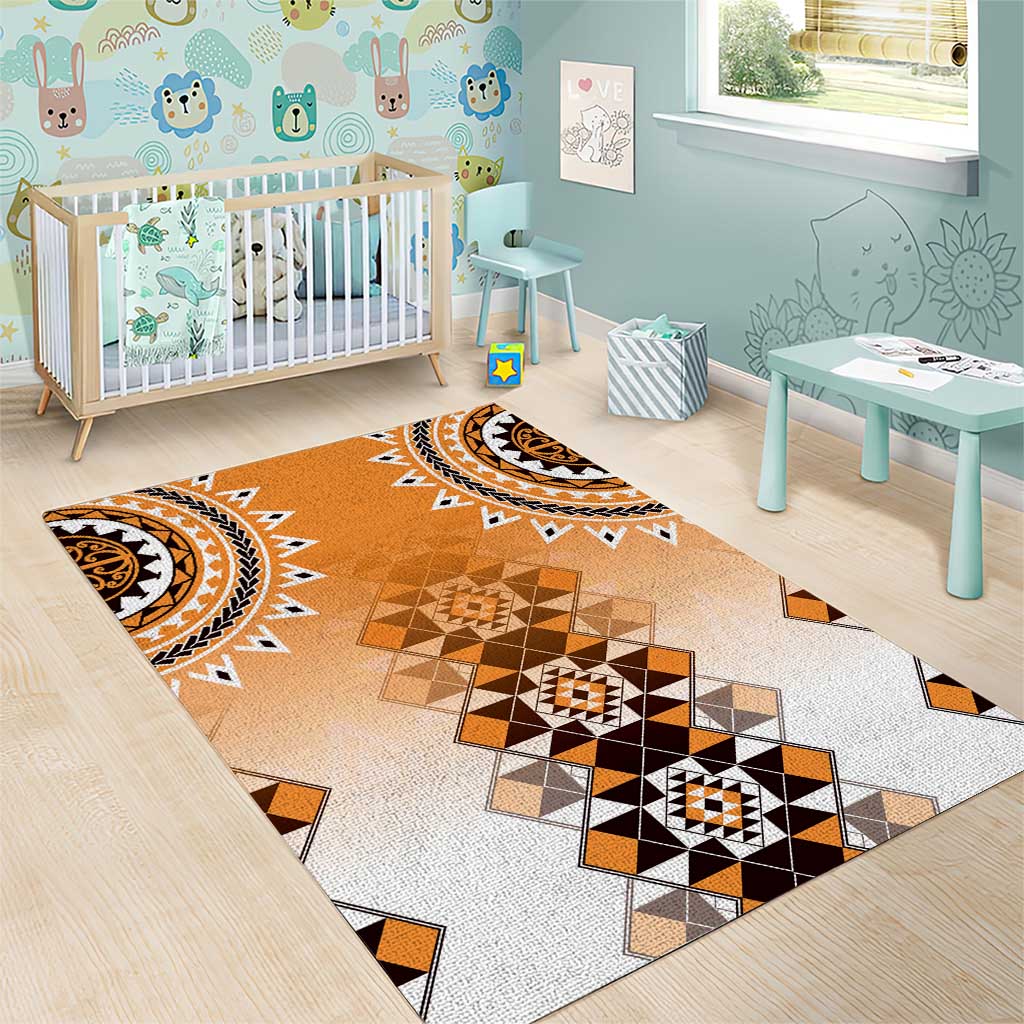 New Zealand Area Rug Poutama Mix Orange Taniko Inspired Art LT05