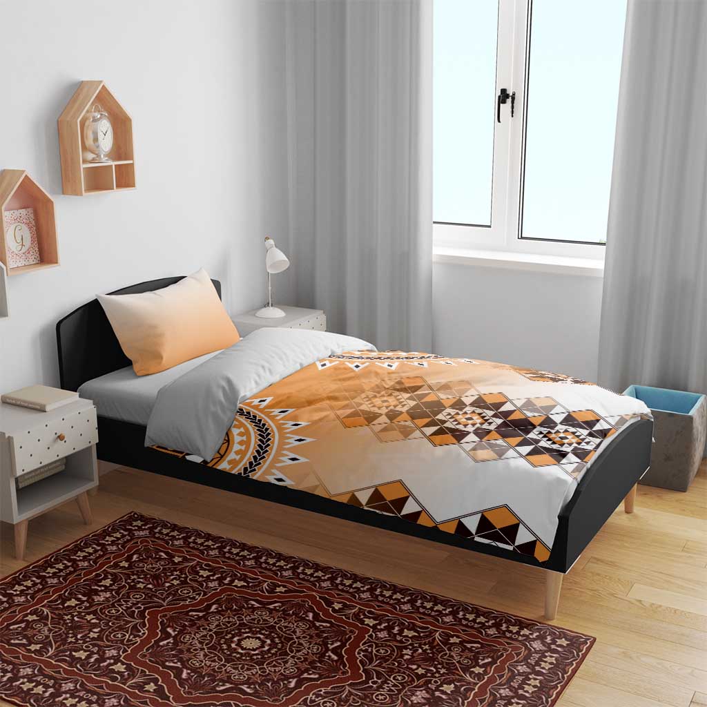 New Zealand Bedding Set Poutama Mix Orange Taniko Inspired Art LT05