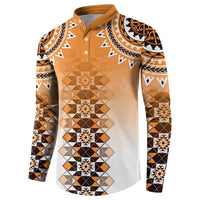 New Zealand Button Sweatshirt Poutama Mix Orange Taniko Inspired Art LT05