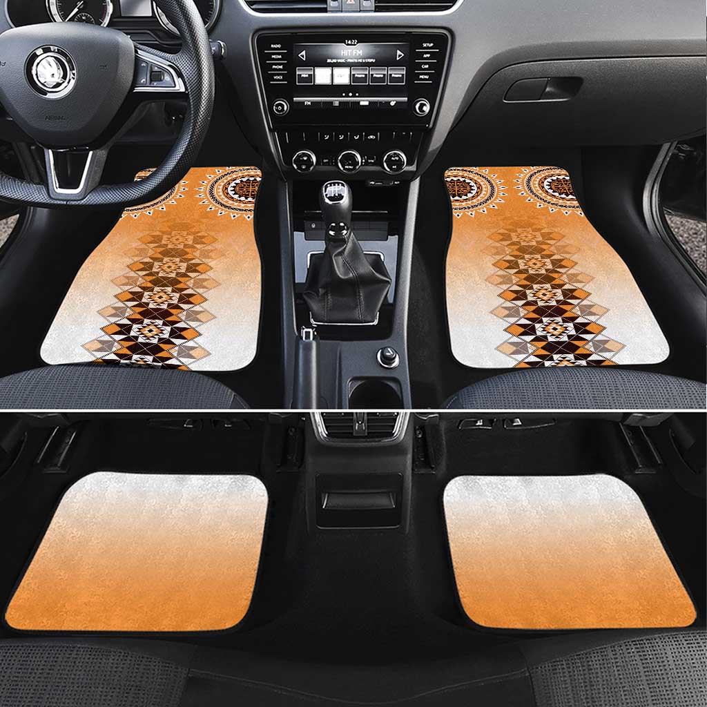 New Zealand Car Mats Poutama Mix Orange Taniko Inspired Art LT05