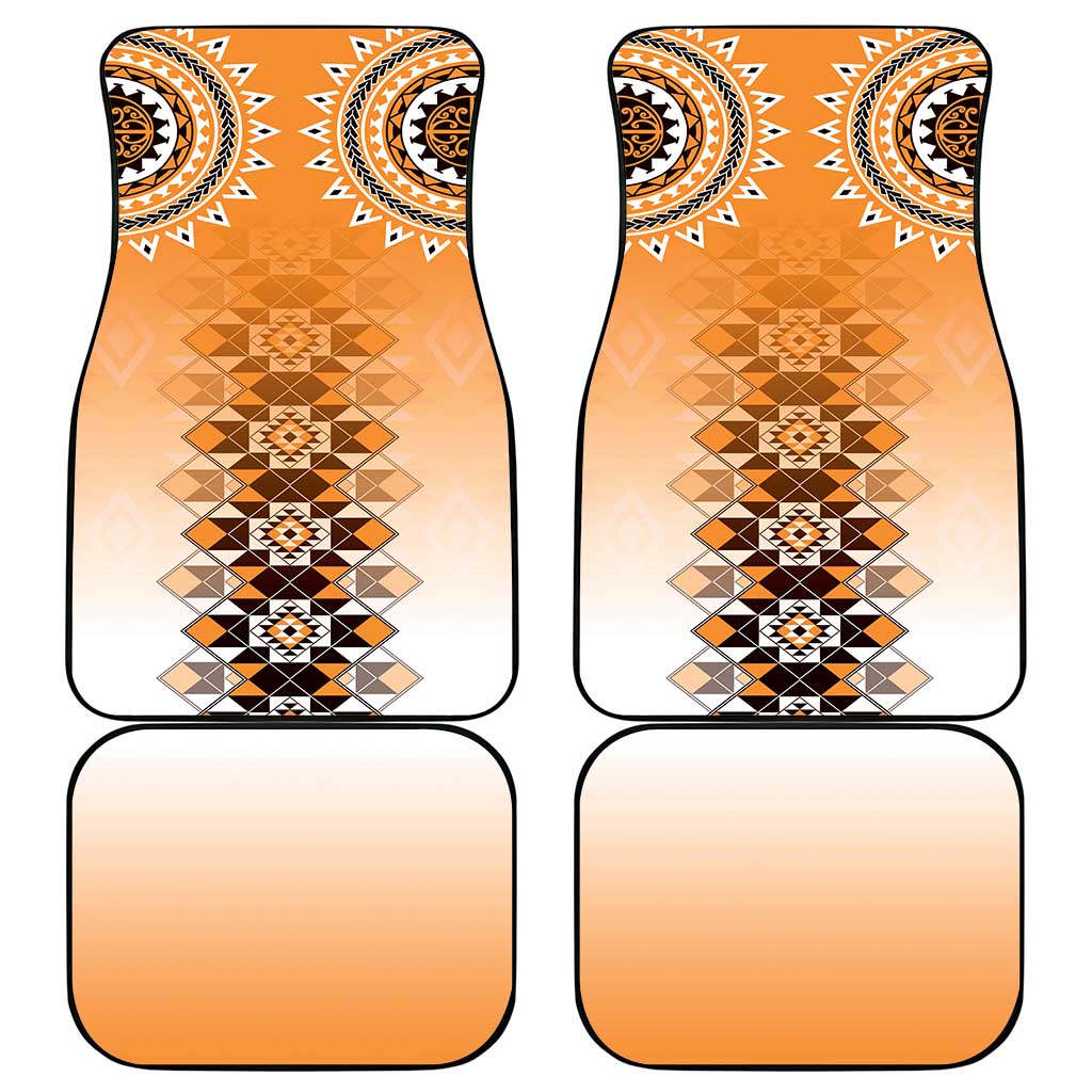 New Zealand Car Mats Poutama Mix Orange Taniko Inspired Art LT05