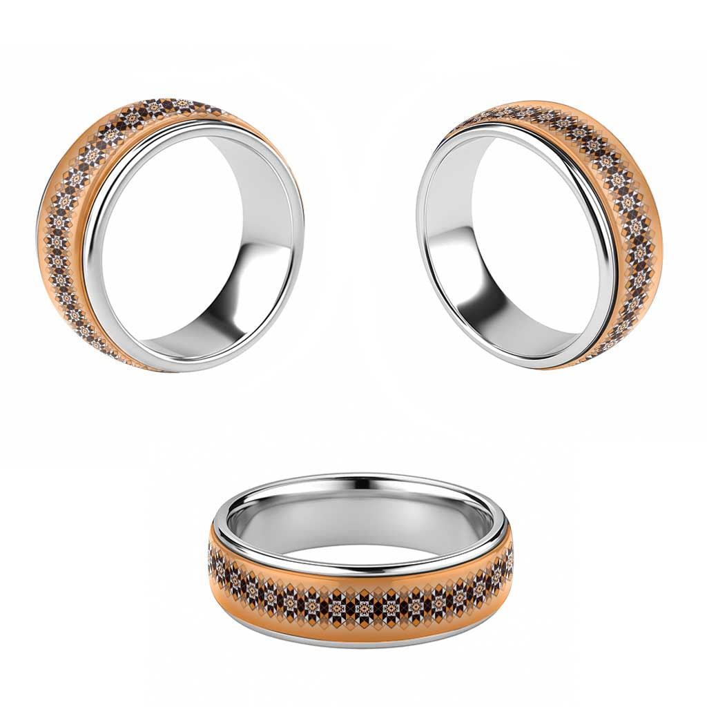 New Zealand Classic Ring Poutama Mix Orange Taniko Inspired Art - Polynesian Pride