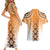 New Zealand Couples Matching Short Sleeve Bodycon Dress and Hawaiian Shirt Poutama Mix Orange Taniko Inspired Art LT05