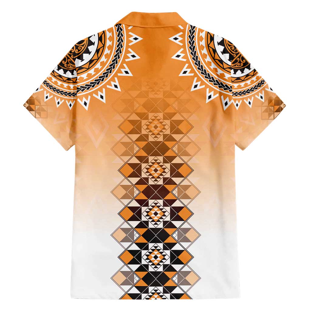 New Zealand Family Matching Long Sleeve Bodycon Dress and Hawaiian Shirt Poutama Mix Orange Taniko Inspired Art LT05