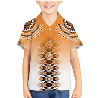 New Zealand Family Matching Mermaid Dress and Hawaiian Shirt Poutama Mix Orange Taniko Inspired Art LT05