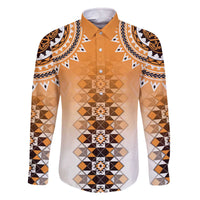 New Zealand Family Matching Off The Shoulder Long Sleeve Dress and Hawaiian Shirt Poutama Mix Orange Taniko Inspired Art LT05