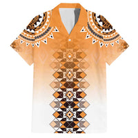 New Zealand Family Matching Off Shoulder Maxi Dress and Hawaiian Shirt Poutama Mix Orange Taniko Inspired Art LT05