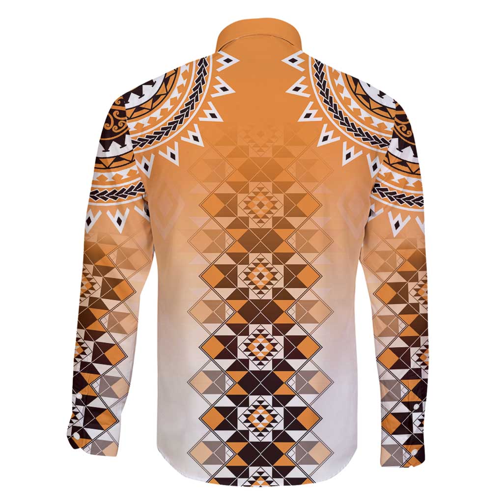 New Zealand Family Matching Off Shoulder Short Dress and Hawaiian Shirt Poutama Mix Orange Taniko Inspired Art LT05