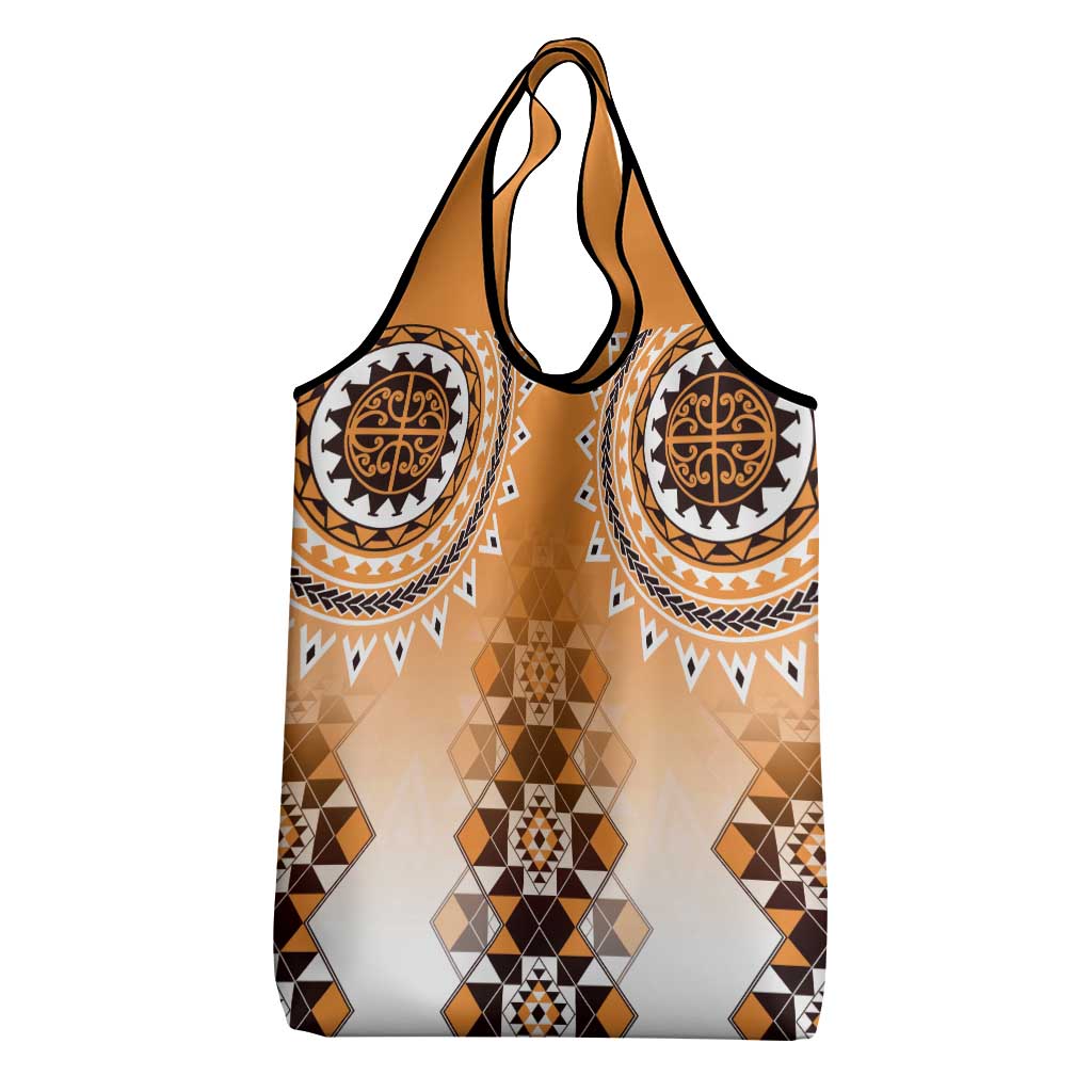 New Zealand Grocery Bag Poutama Mix Orange Taniko Inspired Art