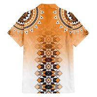 New Zealand Hawaiian Shirt Poutama Mix Orange Taniko Inspired Art LT05