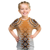 New Zealand Kid T Shirt Poutama Mix Orange Taniko Inspired Art LT05