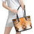 New Zealand Leather Tote Bag Poutama Mix Orange Taniko Inspired Art LT05