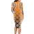 New Zealand Long Sleeve Bodycon Dress Poutama Mix Orange Taniko Inspired Art LT05