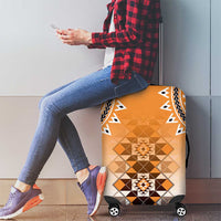 New Zealand Luggage Cover Poutama Mix Orange Taniko Inspired Art LT05