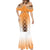 New Zealand Mermaid Dress Poutama Mix Orange Taniko Inspired Art LT05