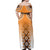 New Zealand Off Shoulder Maxi Dress Poutama Mix Orange Taniko Inspired Art LT05