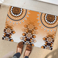 New Zealand Rubber Doormat Poutama Mix Orange Taniko Inspired Art LT05