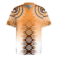 New Zealand Rugby Jersey Poutama Mix Orange Taniko Inspired Art LT05