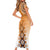 New Zealand Short Sleeve Bodycon Dress Poutama Mix Orange Taniko Inspired Art LT05