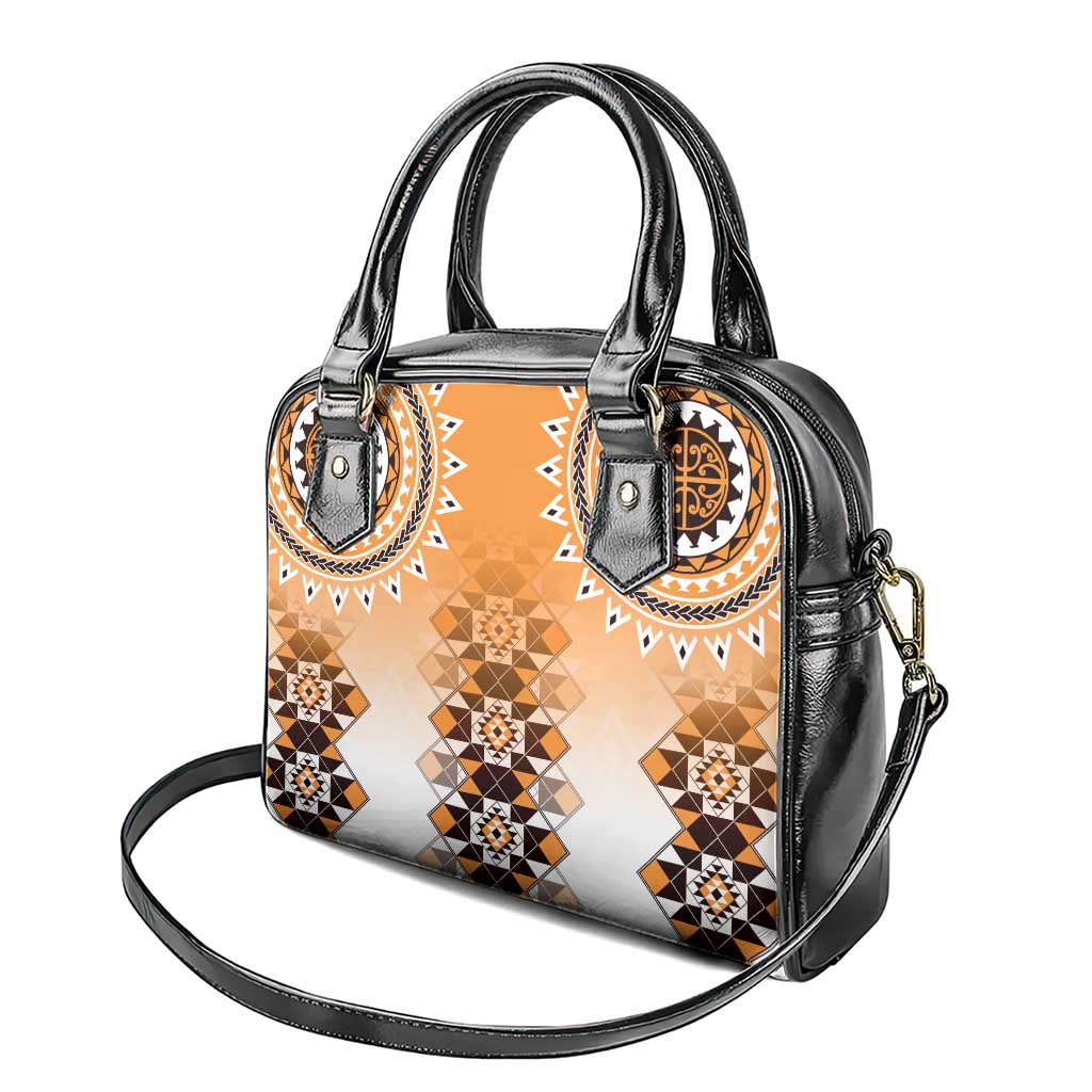 New Zealand Shoulder Handbag Poutama Mix Orange Taniko Inspired Art LT05