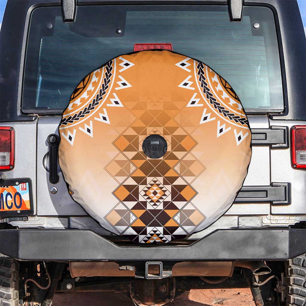 New Zealand Spare Tire Cover Poutama Mix Orange Taniko Inspired Art LT05