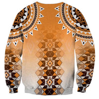 New Zealand Sweatshirt Poutama Mix Orange Taniko Inspired Art LT05